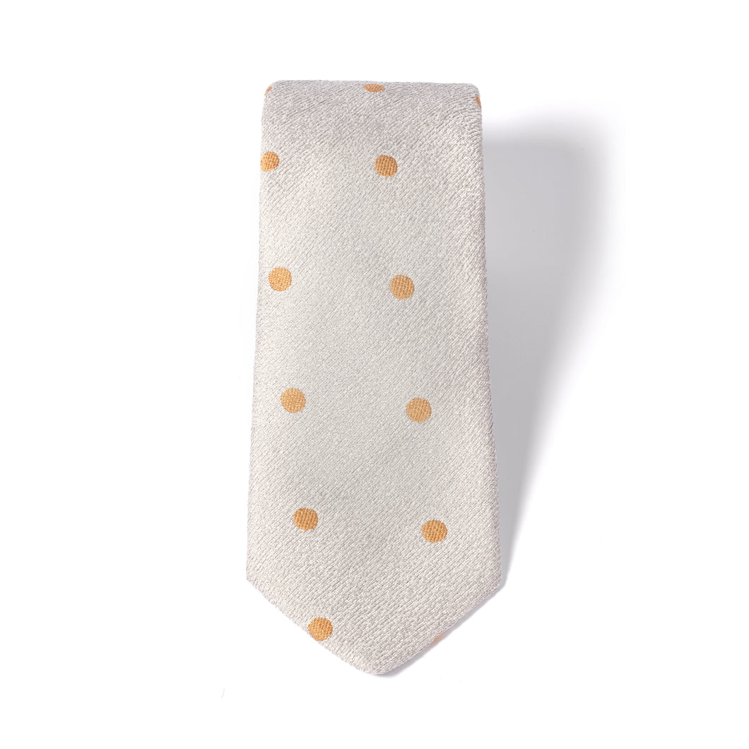 Grey Premium Tie with Beige Dots