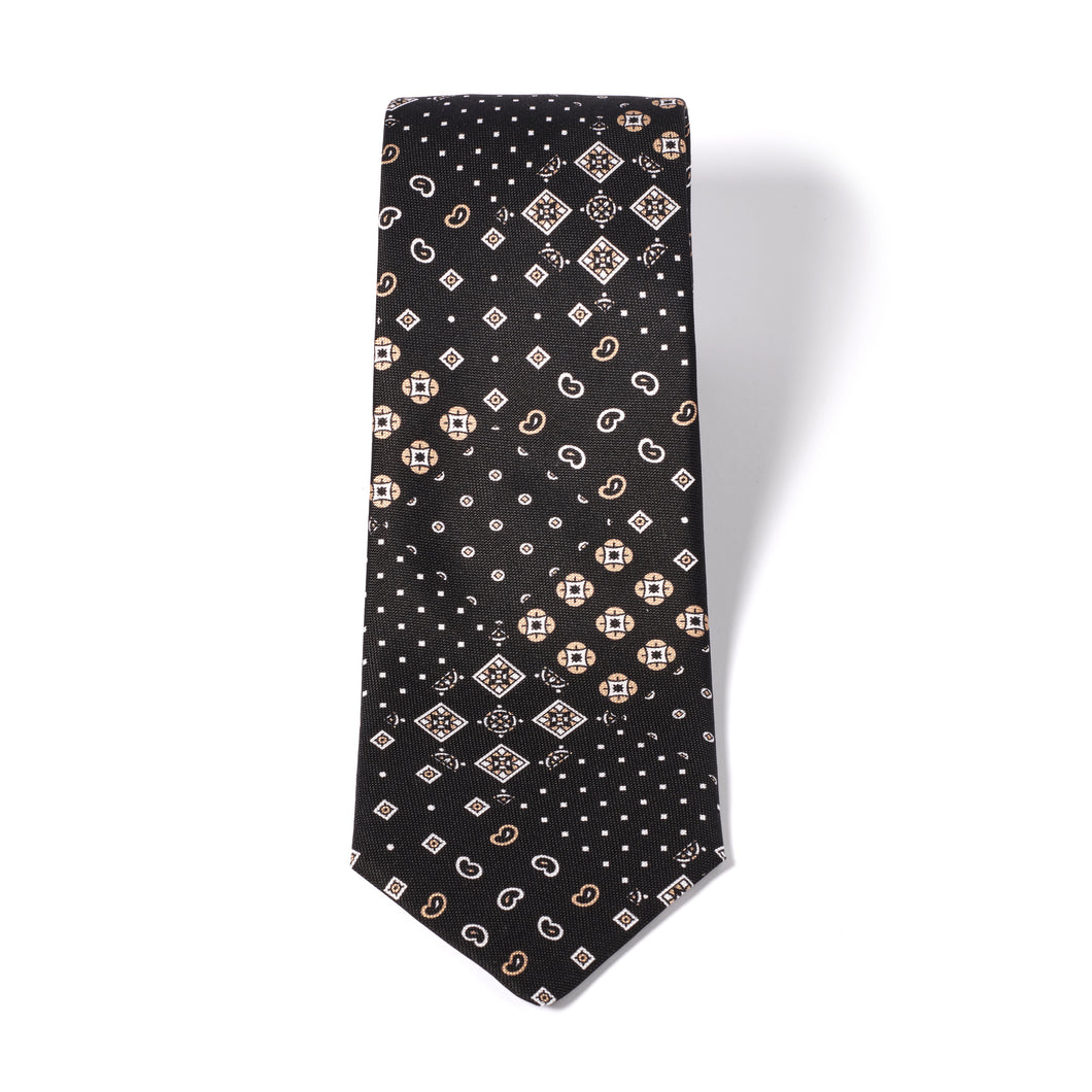 Black Printed Silk Tie